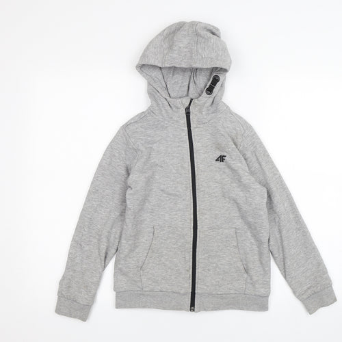 4F Boys Grey   Full Zip Hoodie Size 10 Years