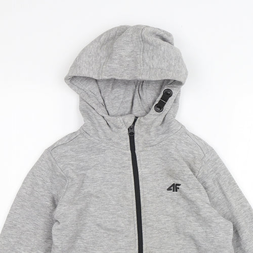 4F Boys Grey   Full Zip Hoodie Size 10 Years