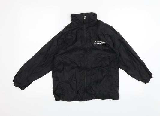 Front view of Donnay boys’ black rain coat jacket, size 5-6, years