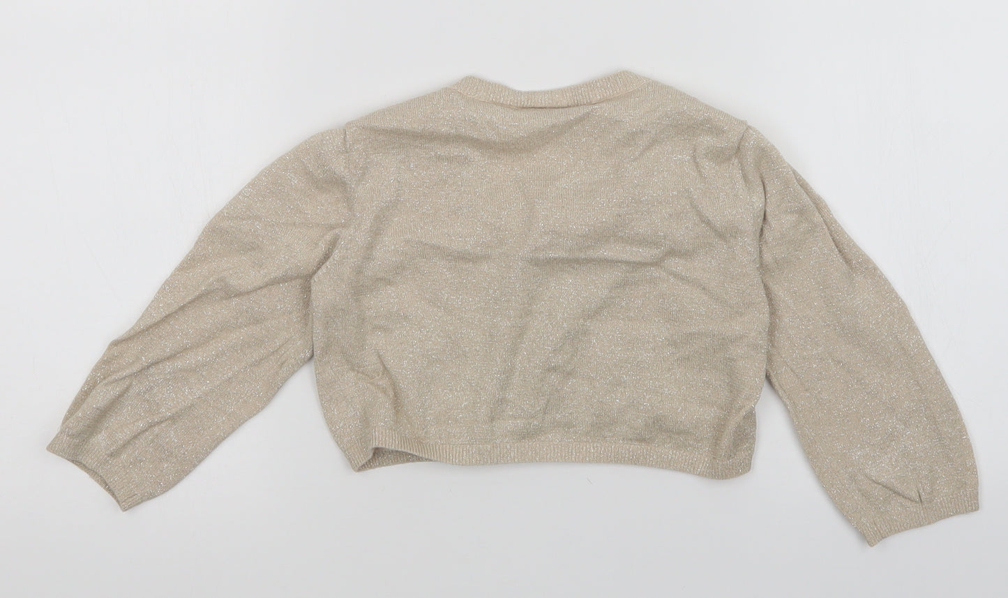 NEXT Girls Gold   Cardigan Jumper Size 9-10 Years