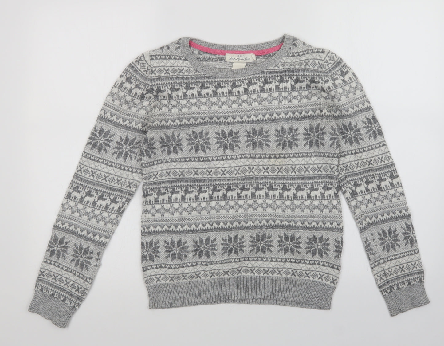 L.O.G.G Girls Grey Argyle/Diamond  Pullover Jumper Size 14 Years  - Christmas