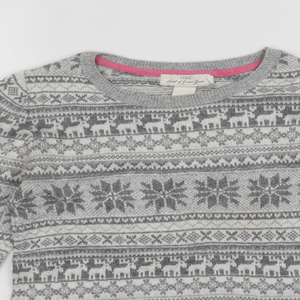 L.O.G.G Girls Grey Argyle/Diamond  Pullover Jumper Size 14 Years  - Christmas