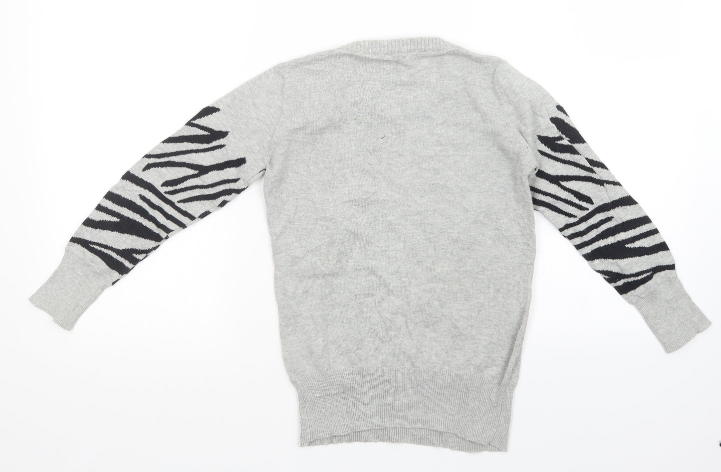 miss evie Girls Green Animal Print  Pullover Jumper Size 7-8 Years