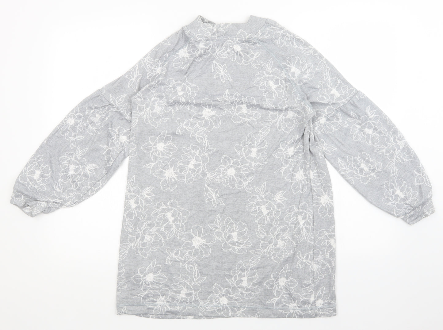 M&S Womens Grey Floral  Pullover Jumper Size 12