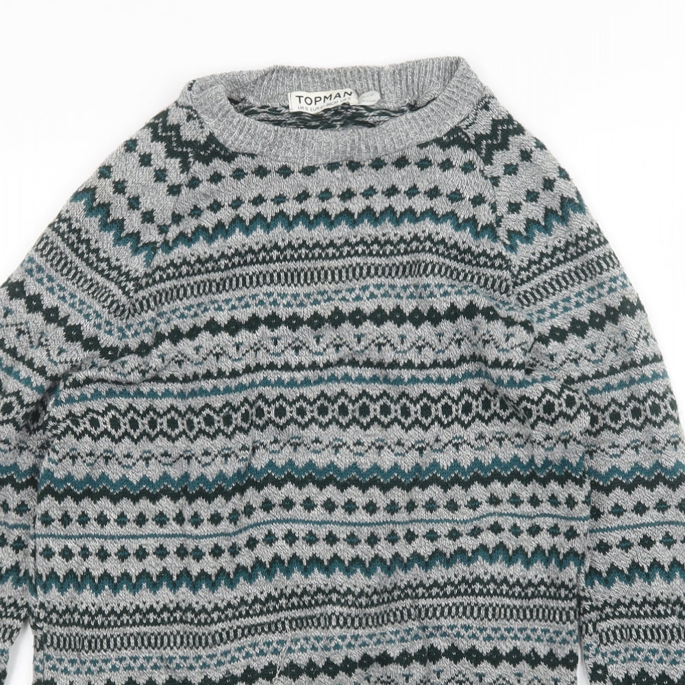 Topman Mens Multicoloured Argyle/Diamond  Pullover Jumper Size S