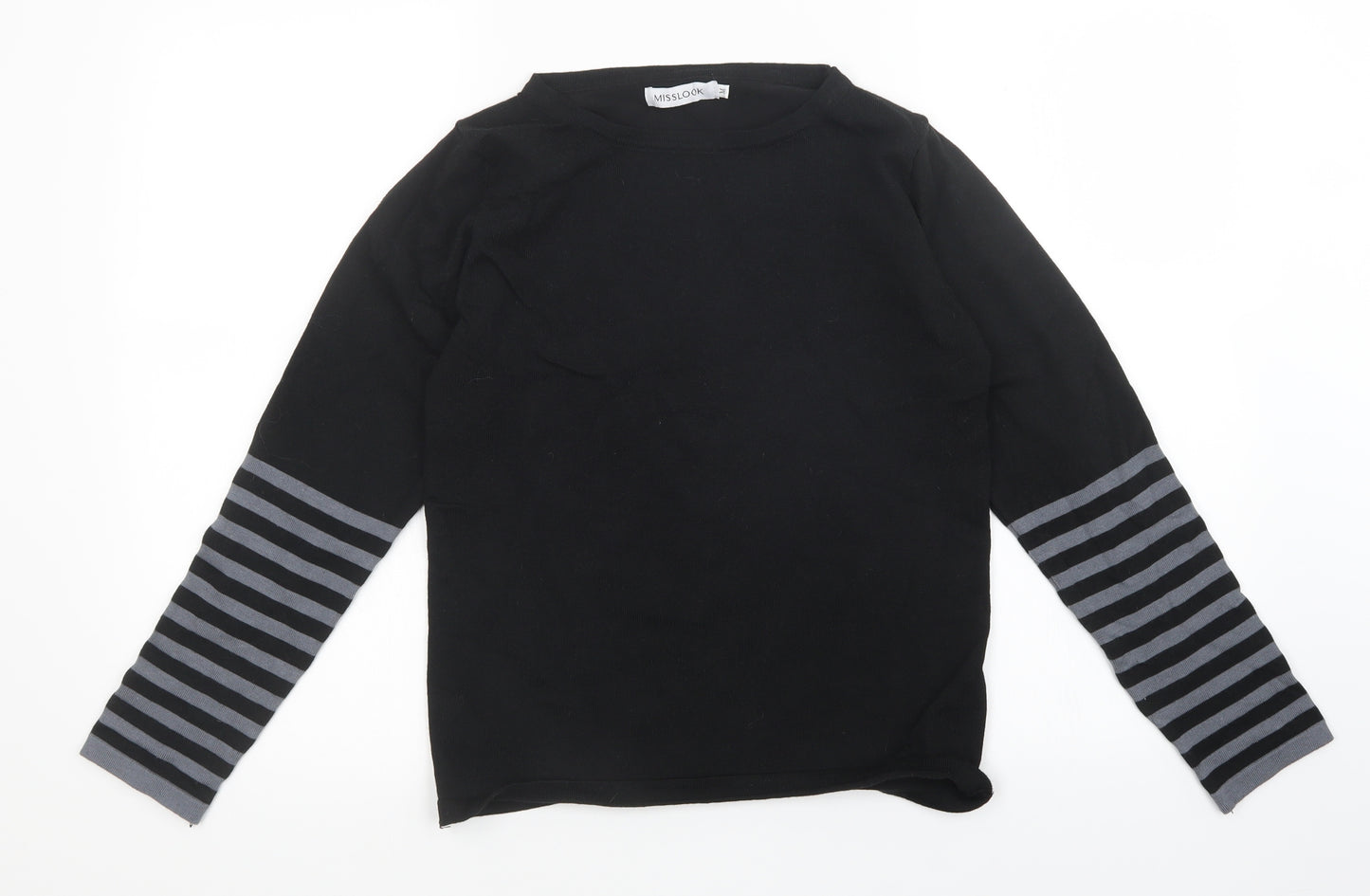 MissLook Womens Black Striped  Pullover Jumper Size M
