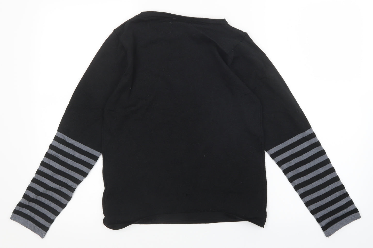 MissLook Womens Black Striped  Pullover Jumper Size M