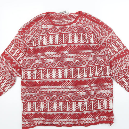 H&M Womens Red Argyle/Diamond  Pullover Jumper Size M