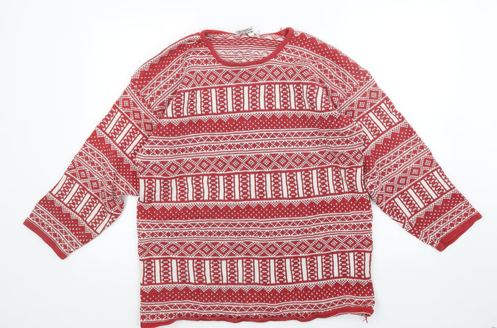 H&M Womens Red Argyle/Diamond  Pullover Jumper Size M