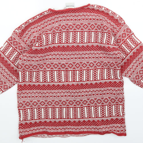 H&M Womens Red Argyle/Diamond  Pullover Jumper Size M
