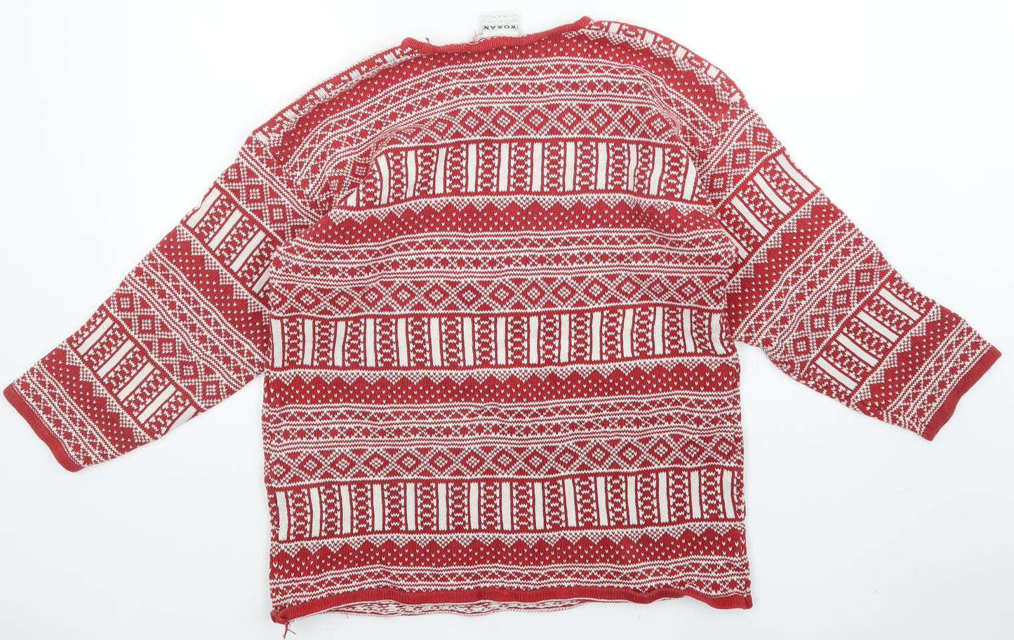 H&M Womens Red Argyle/Diamond  Pullover Jumper Size M