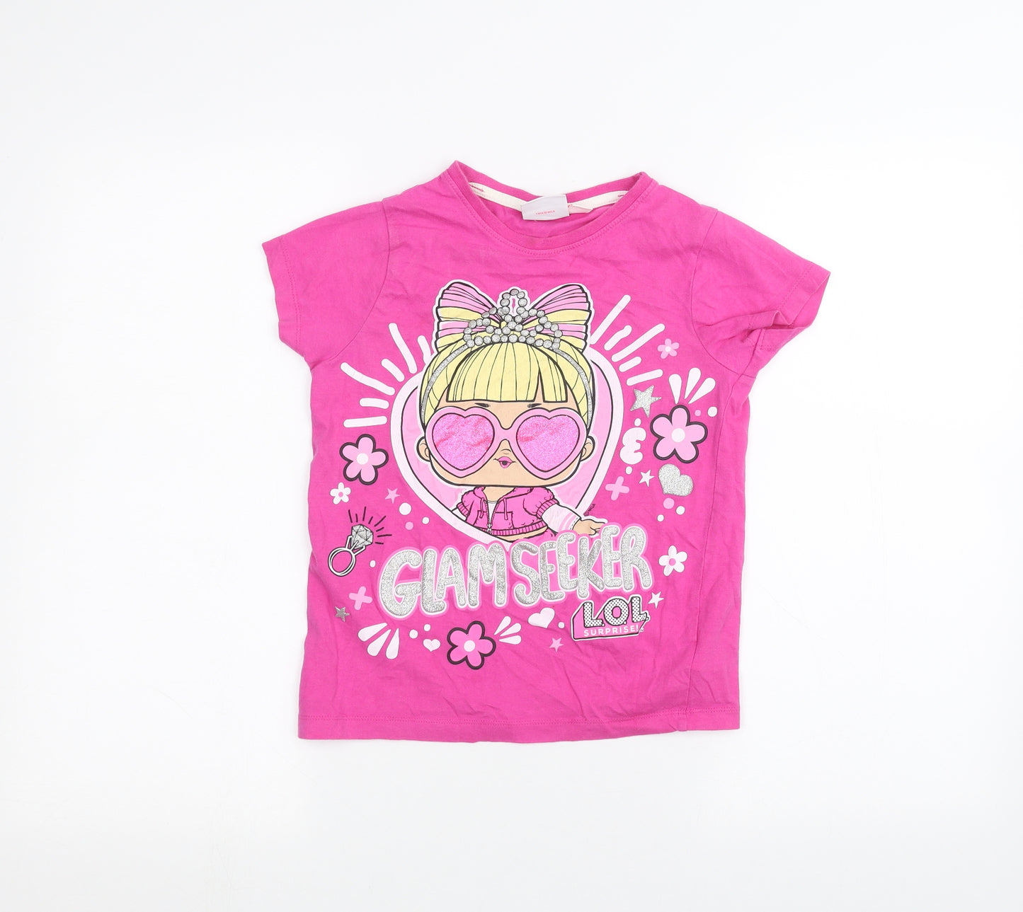 Primark Girls Pink   Basic T-Shirt Size 7-8 Years  - LOL