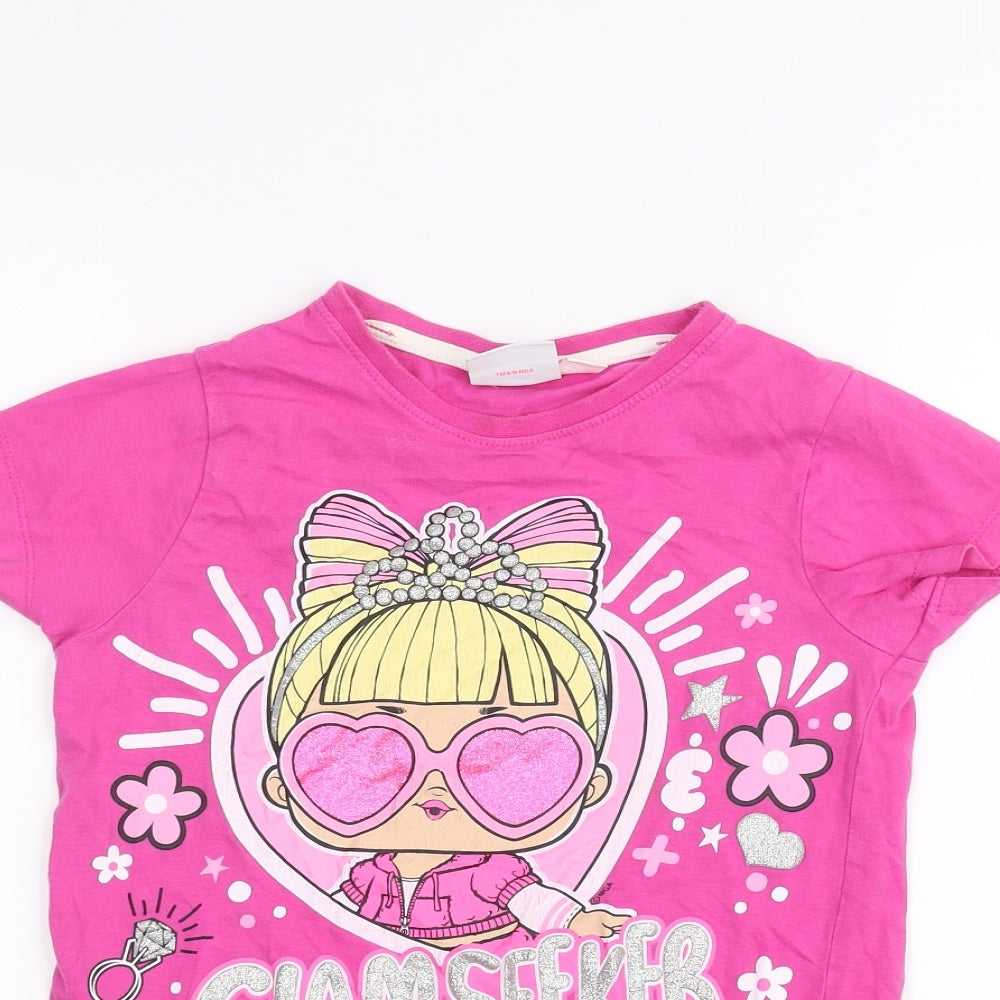 Primark Girls Pink   Basic T-Shirt Size 7-8 Years  - LOL