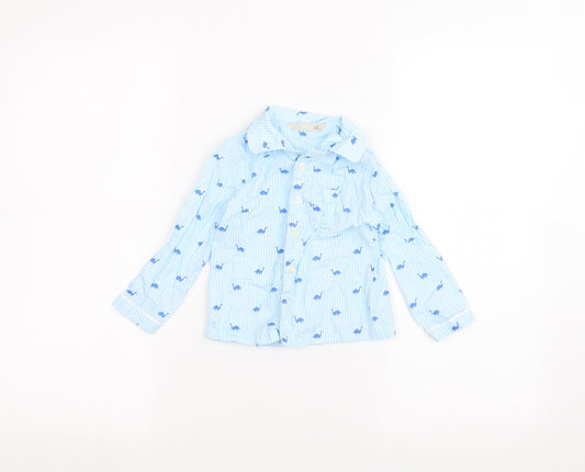Front view of John Lewis Baby Blue Basic Button-Up, size 12-18, Months
