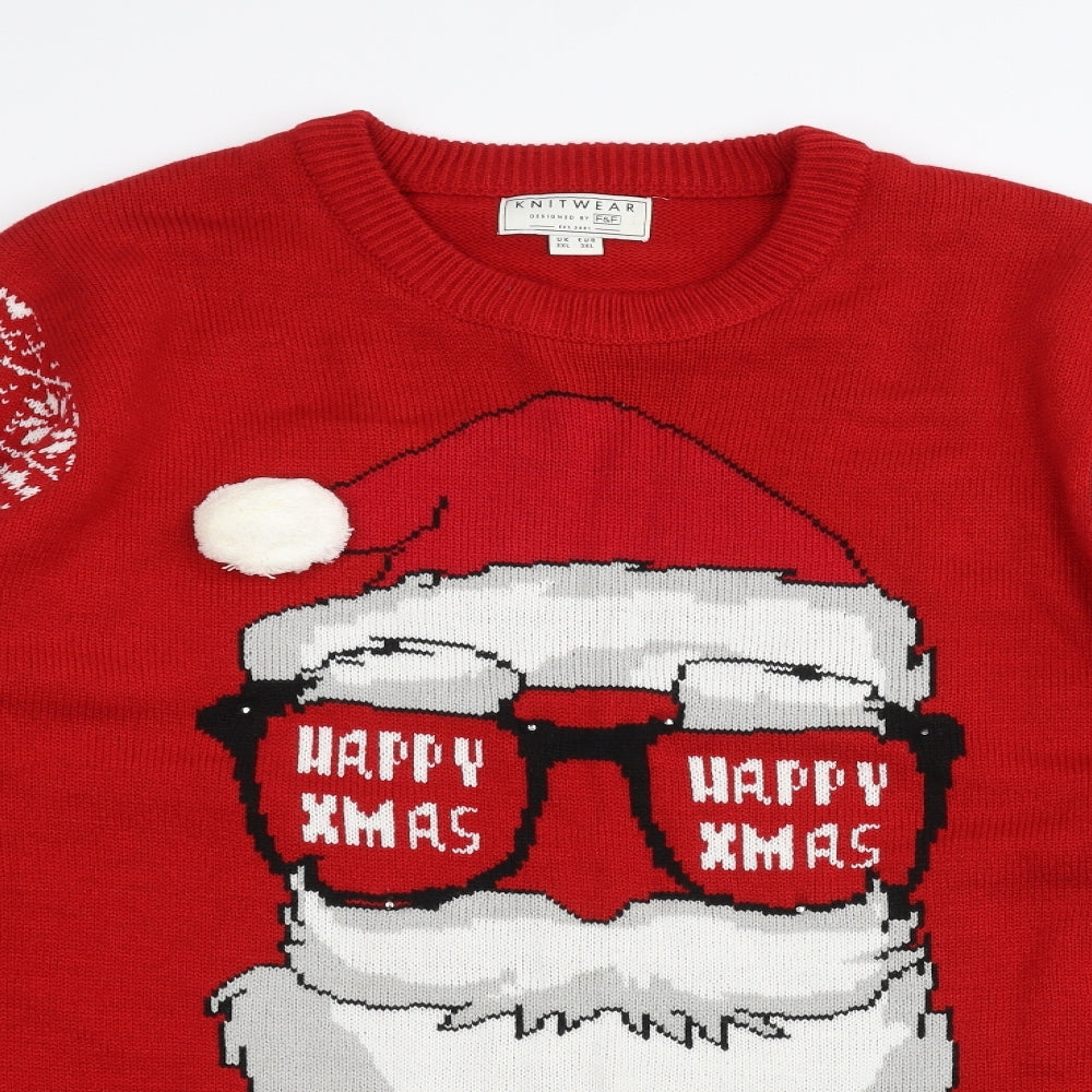 F&F Mens Red   Pullover Jumper Size 3XL  - Christmas