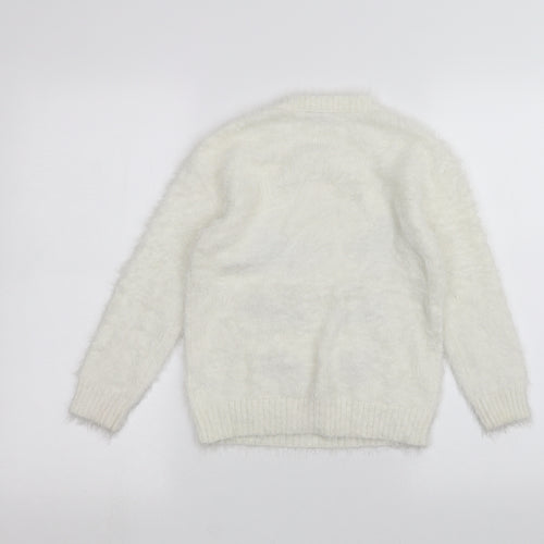 Matalan Girls White   Pullover Jumper Size 8 Years  - Unicorn