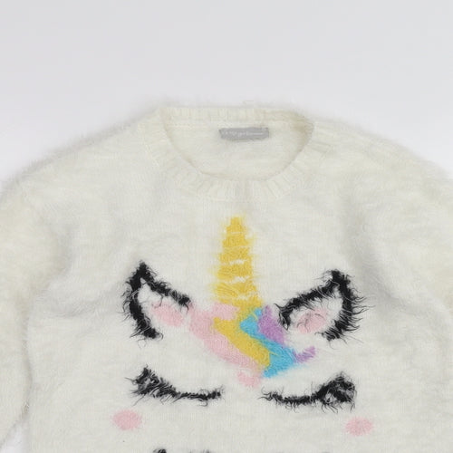 Matalan Girls White   Pullover Jumper Size 8 Years  - Unicorn