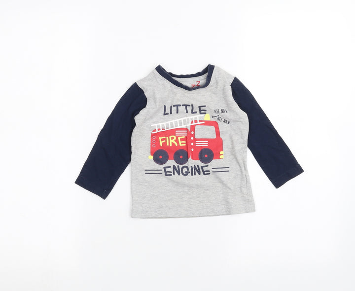 Matalan Baby Grey   Basic T-Shirt Size 12-18 Months  - Fire Engine