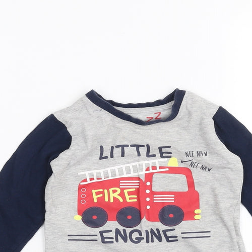 Matalan Baby Grey   Basic T-Shirt Size 12-18 Months  - Fire Engine
