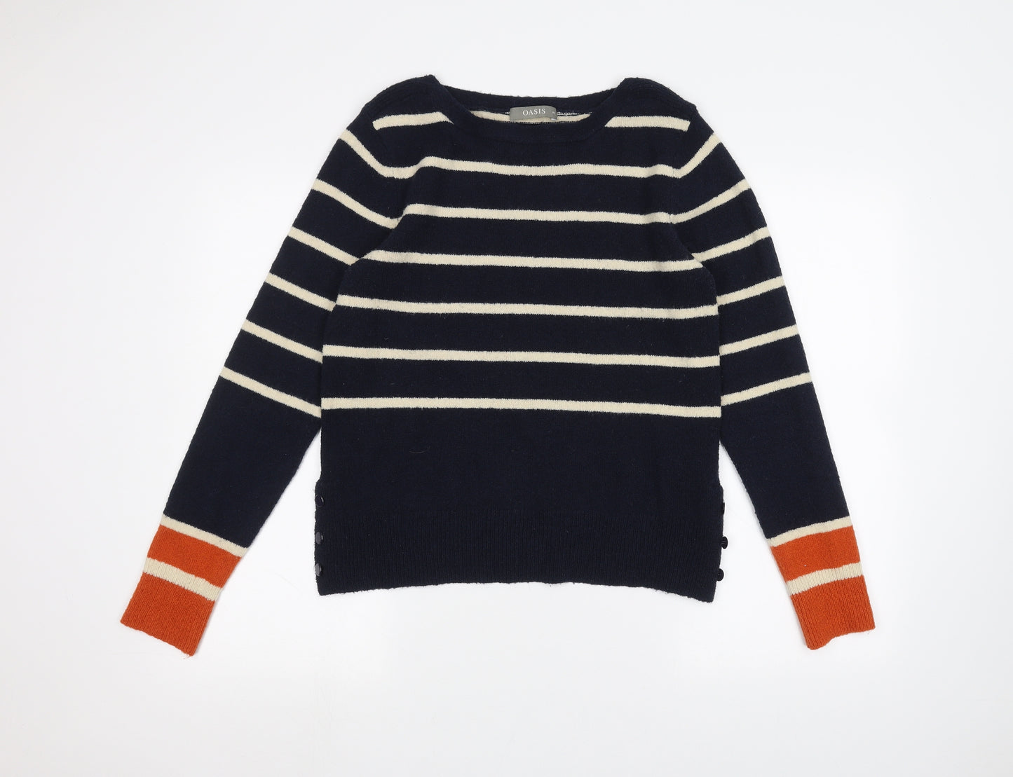 Oasis Womens Blue Striped  Pullover Jumper Size M