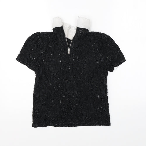 New Look Womens Black Floral  Basic Blouse Size 8