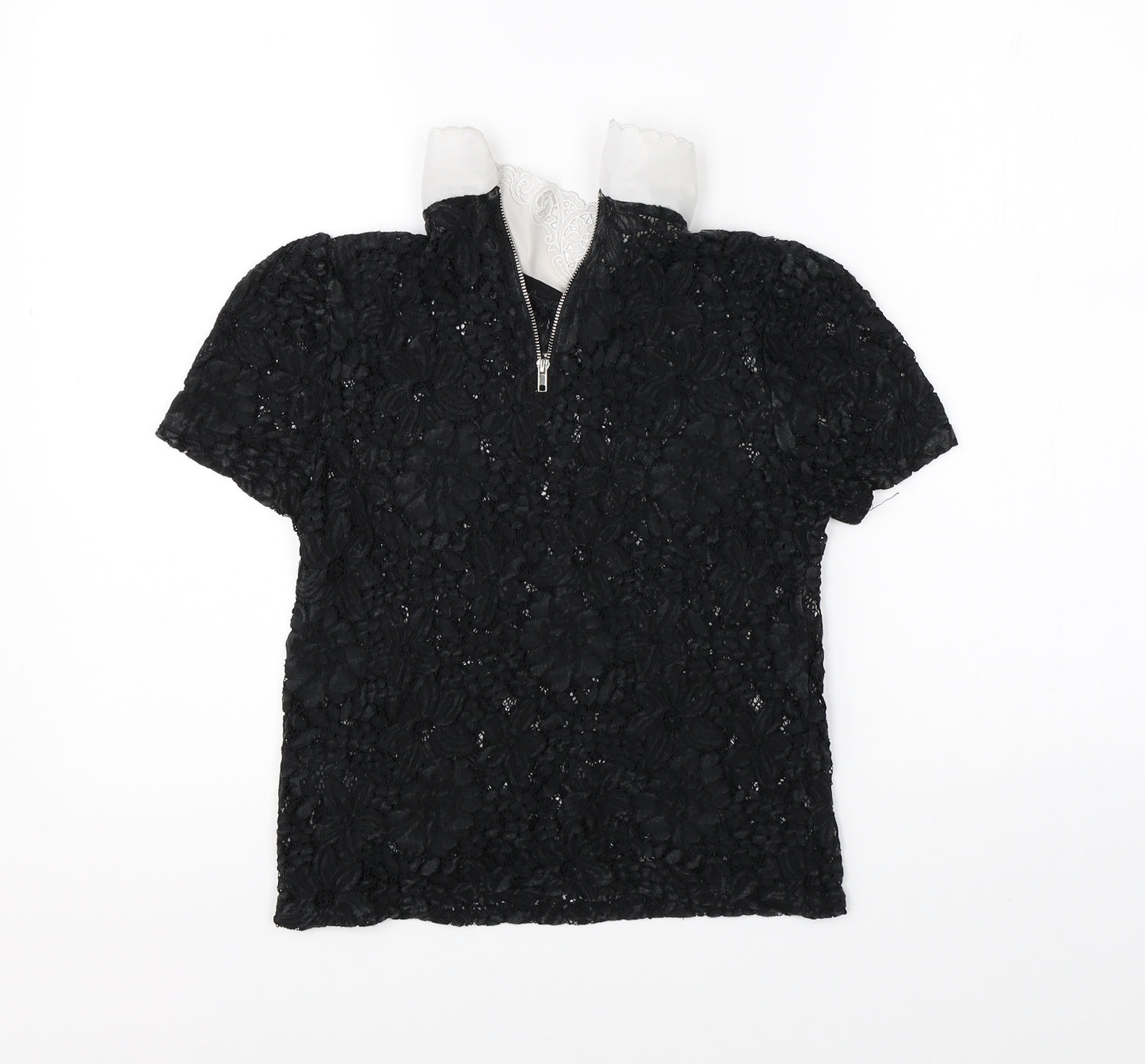 New Look Womens Black Floral  Basic Blouse Size 8