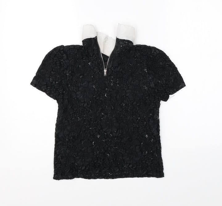 New Look Womens Black Floral  Basic Blouse Size 8