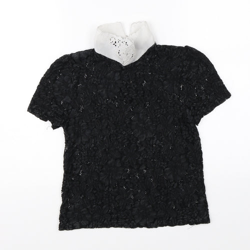 New Look Womens Black Floral  Basic Blouse Size 8