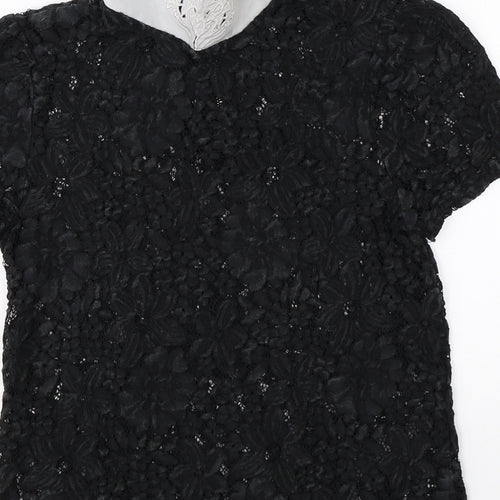New Look Womens Black Floral  Basic Blouse Size 8