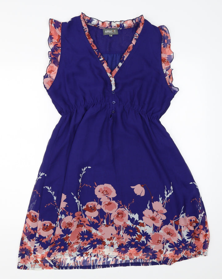 Aprico Womens Blue Floral  Shift  Size M