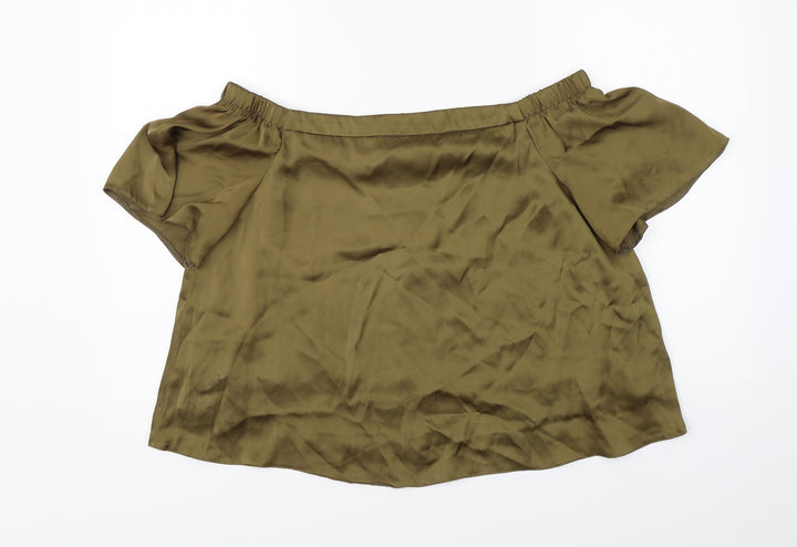 New Look Womens Green  Satin Basic Blouse Size 14