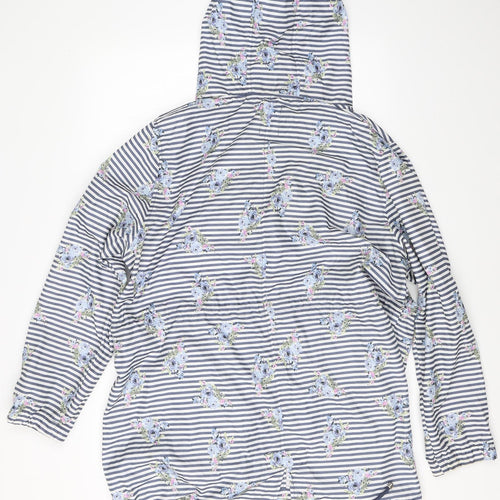 Primar Womens Blue Striped  Rain Coat Coat Size XL
