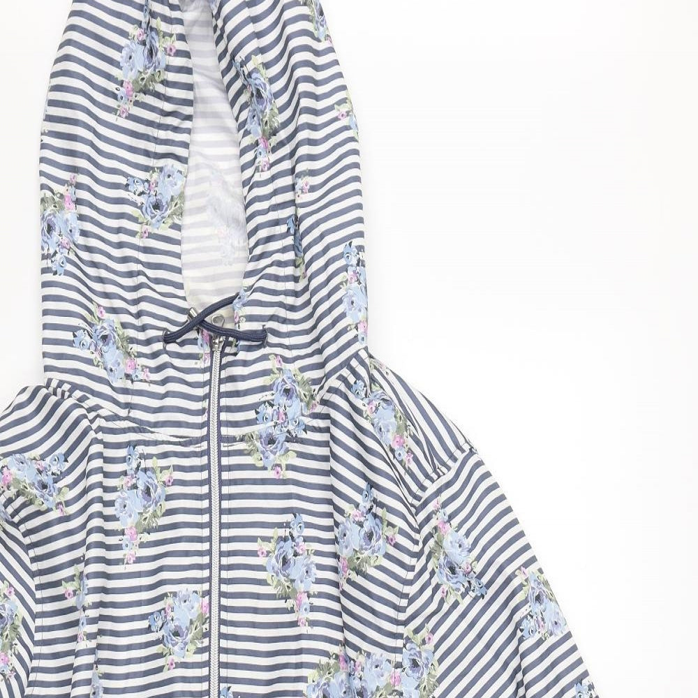 Primar Womens Blue Striped  Rain Coat Coat Size XL