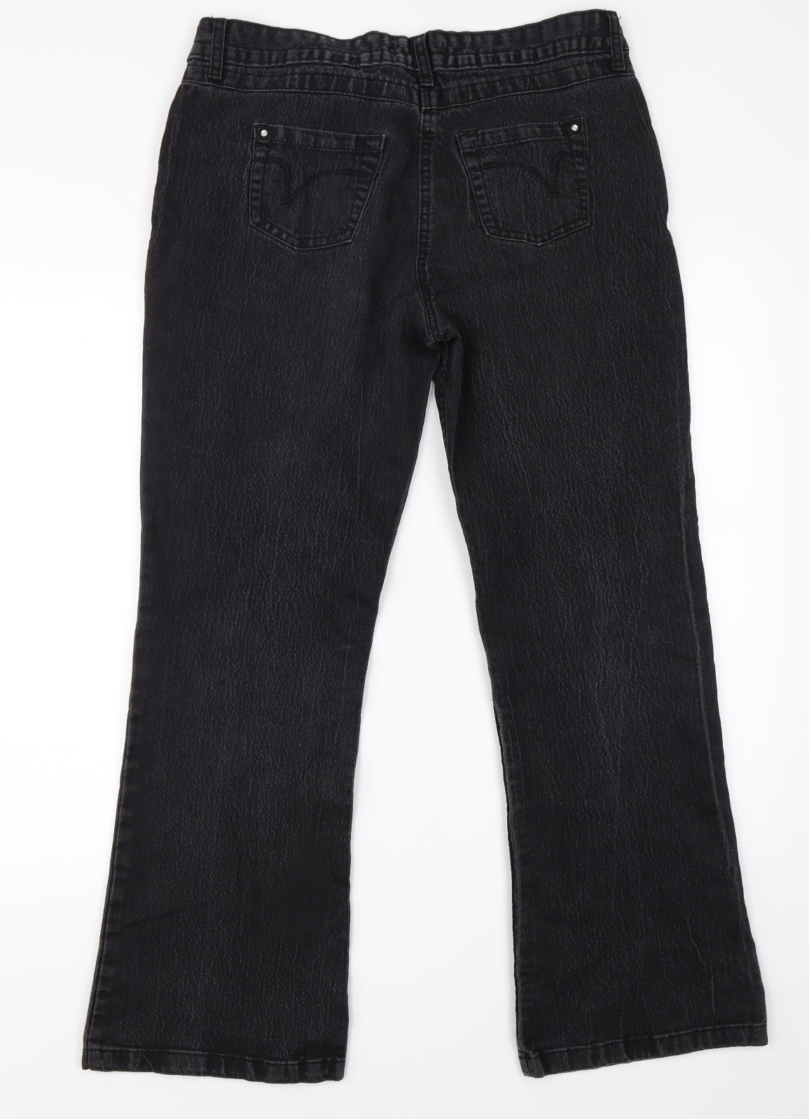 George Womens Black  Denim Bootcut Jeans Size 14 L28 in