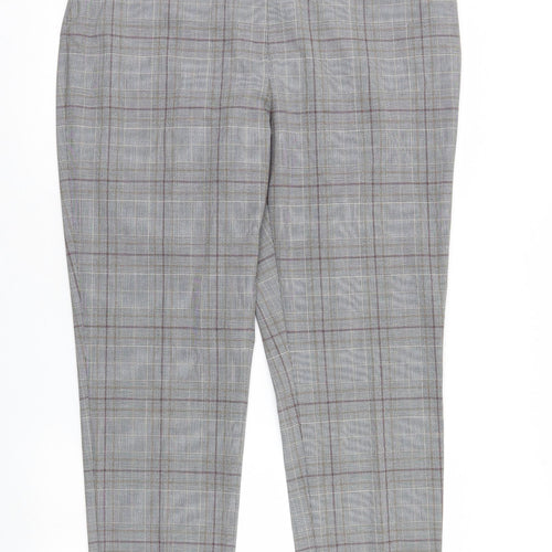 M&S Womens Grey Check  Trousers  Size 16 L27 in
