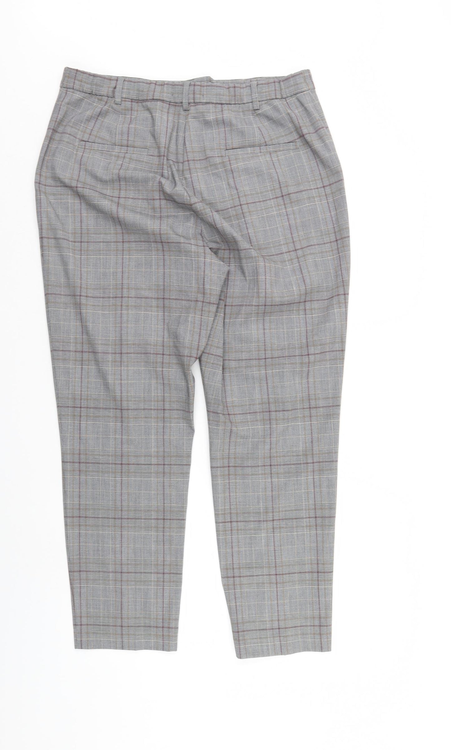 M&S Womens Grey Check  Trousers  Size 16 L27 in