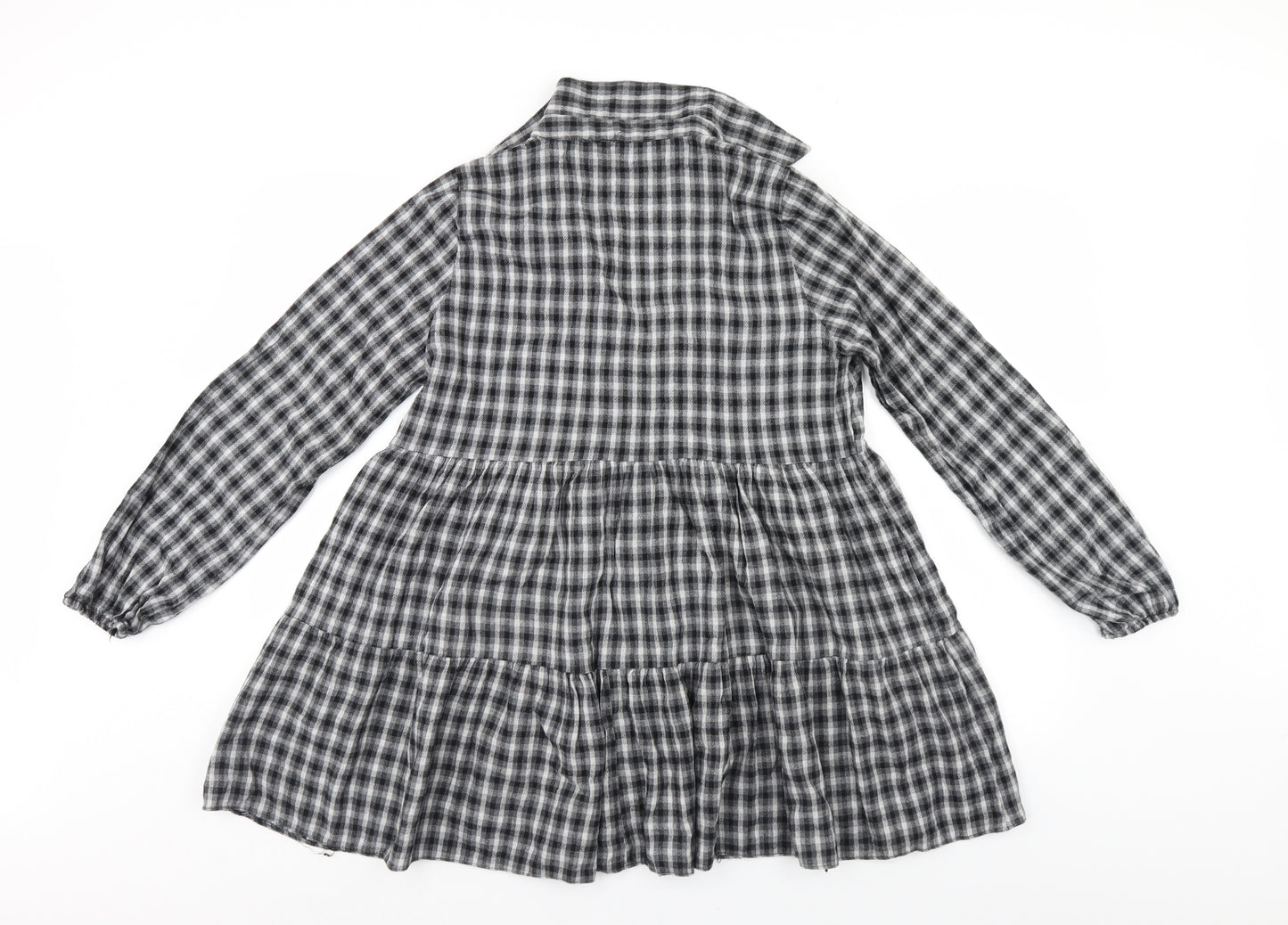 Zara Womens Grey Check  Shirt Dress  Size S