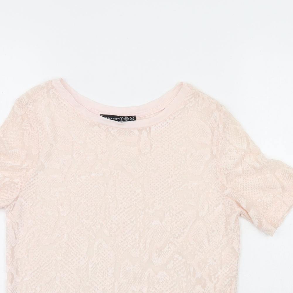 Atmosphere Womens Pink Animal Print  Basic T-Shirt Size 6