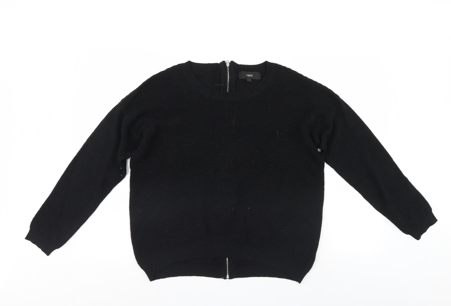 NEXT Womens Black Striped  Full Zip Jumper Size 18