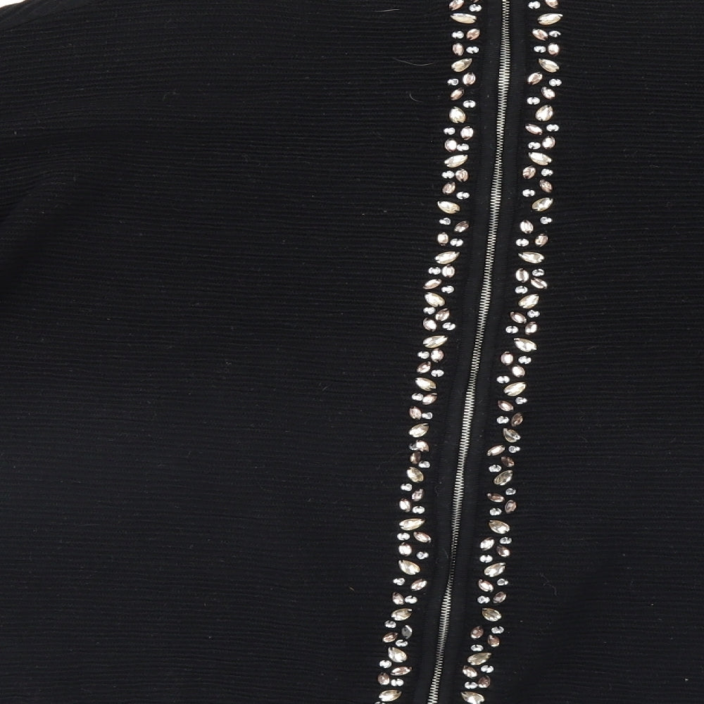 NEXT Womens Black Striped  Full Zip Jumper Size 18