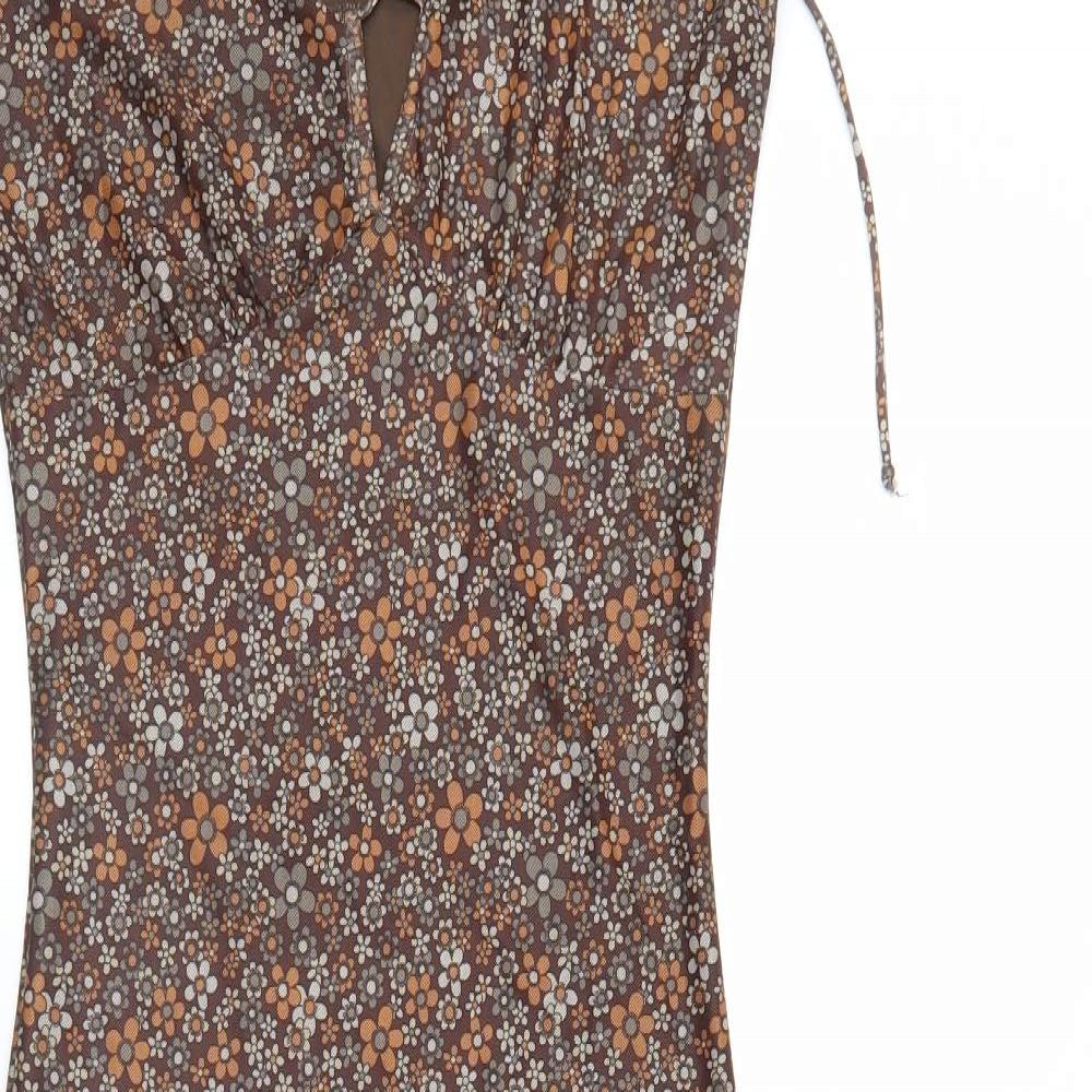 Motel Womens Brown Floral  A-Line  Size XS