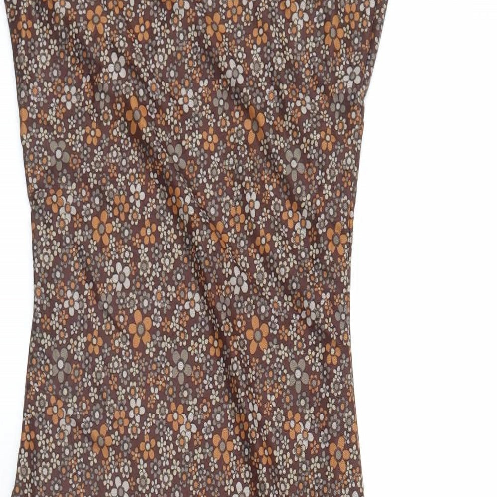 Motel Womens Brown Floral  A-Line  Size XS