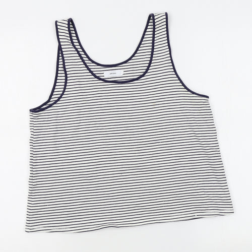 John Lewis Womens White Striped  Basic Tank Size 14