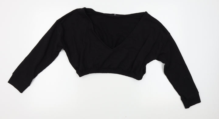 Missguided Womens Black Pullover Sweatshirt Size 14 - cropped