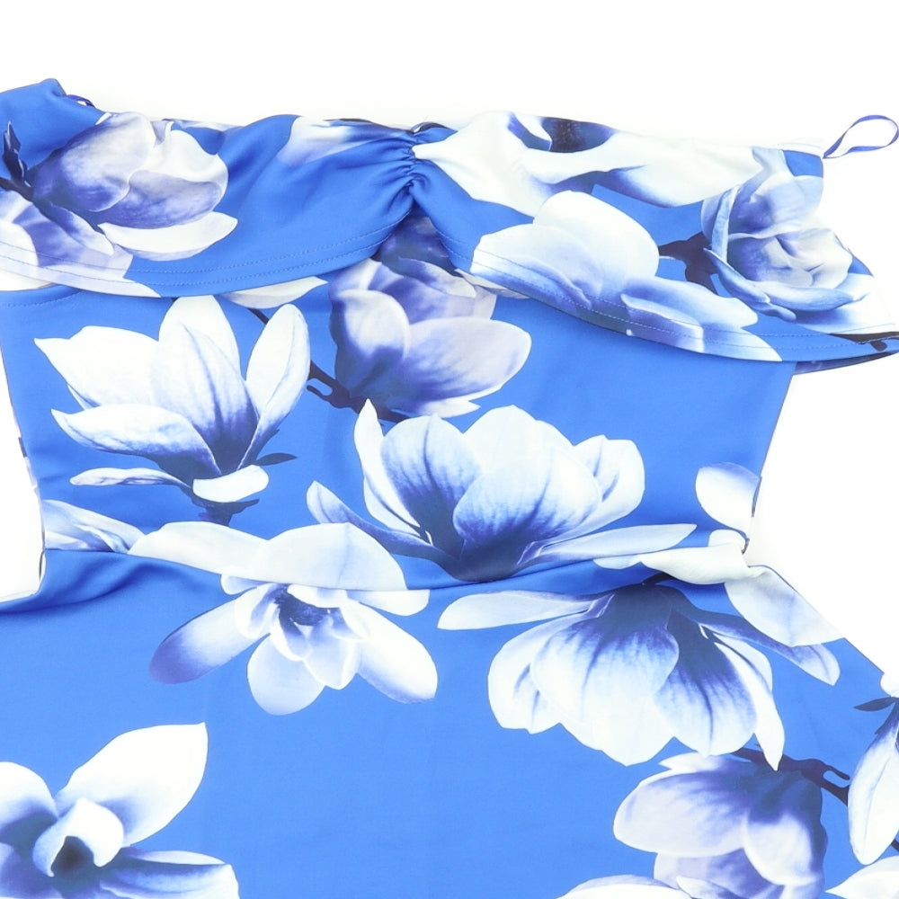 Quiz Womens Blue Floral  Skater Dress  Size 8