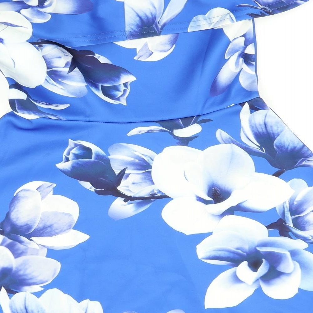 Quiz Womens Blue Floral  Skater Dress  Size 8