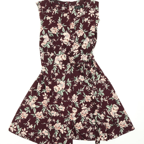 Newlook Womens Purple Floral  Wrap Dress  Size 6