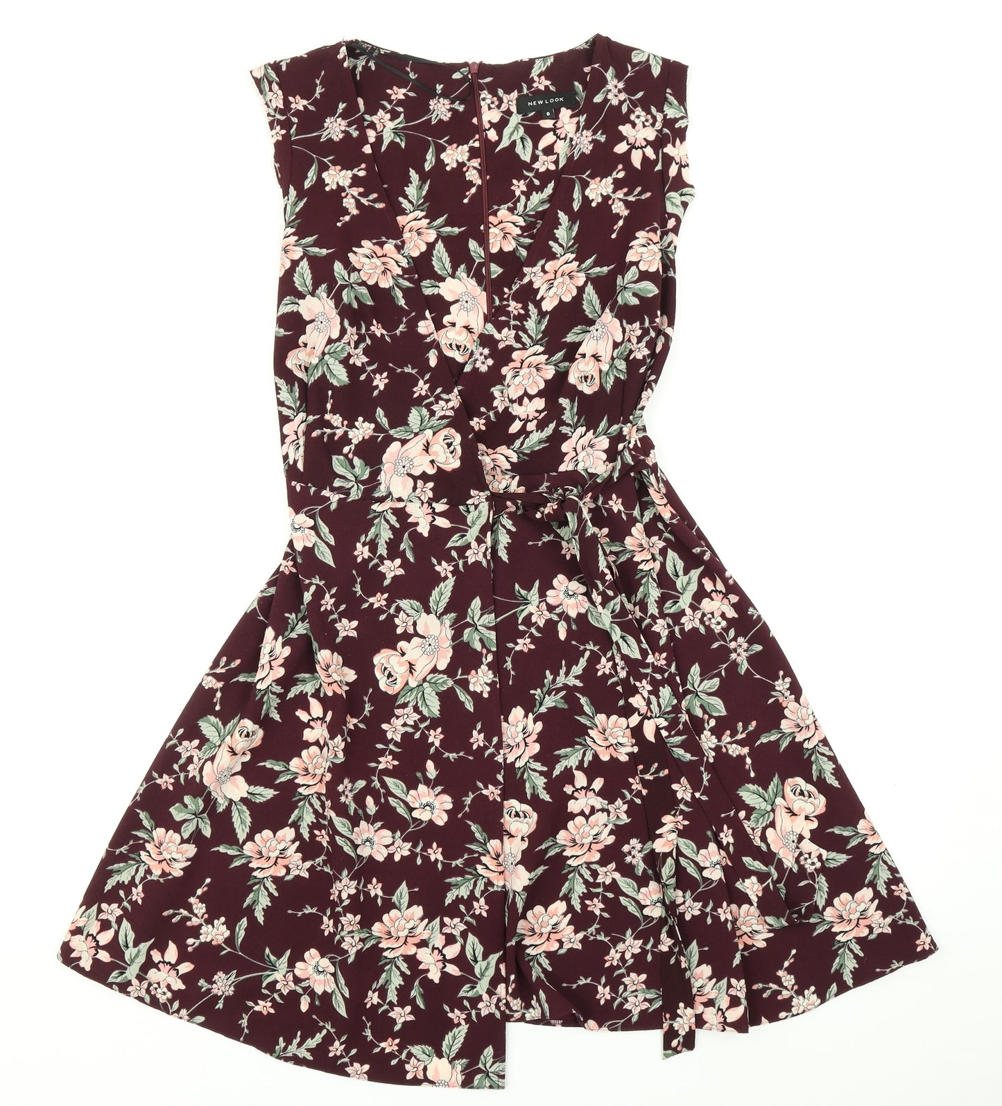 Newlook Womens Purple Floral  Wrap Dress  Size 6