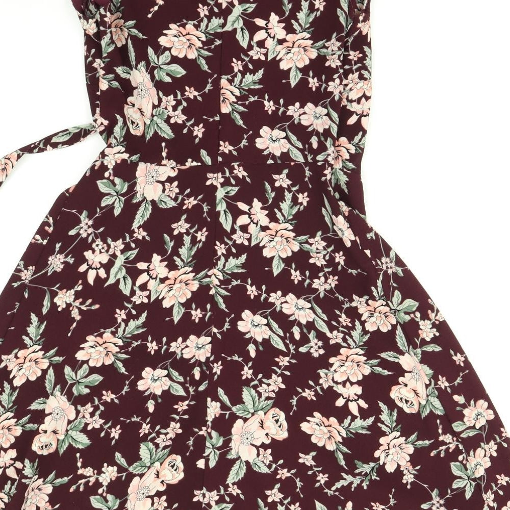 Newlook Womens Purple Floral  Wrap Dress  Size 6