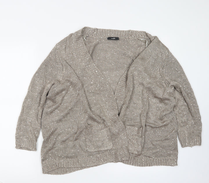 Wallis Womens Brown  Knit Cardigan Jumper Size L